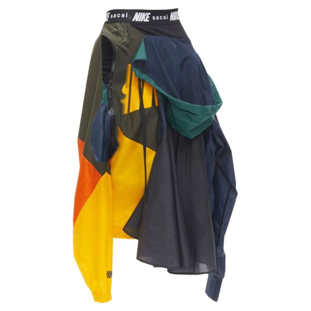 Sacai Nike windbreaker patchwork draped skirt - image 6